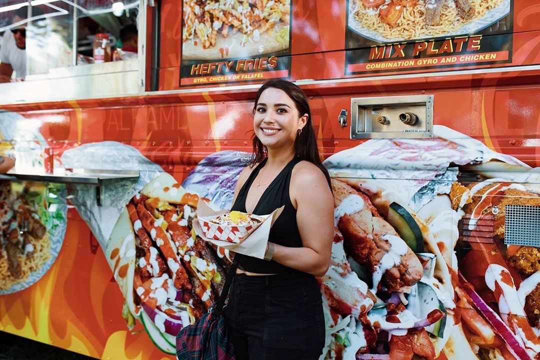 Customer enjoying Hefty Gyros
